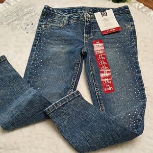 🩷Girls Members Mark Skinny Jeans Size Medium 7/8 Blue Jeans with Rhinestones